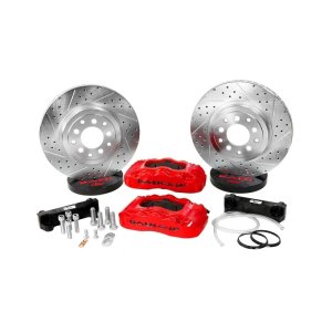 Chevrolet Trailblazer Brake Kit - Rear - Baer Brakes - Pro Rear Brake System, 14in, Slot & Drilled Rotors, 2-Piece, 6-Piston Caliper - Red - `06-`09 Chevrolet Trailblazer Brake Kit - Rear - Baer Brakes - Pro Rear Brake System, 14in, Slot & Drilled Rotors, 2-Piece, 6-Piston Caliper - Red - `06-`09